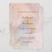 Blush & Gold Marmorhochzeit Einladung (Vorne/Hinten)