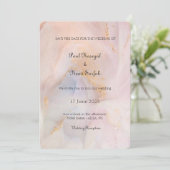 Blush & Gold Marmorhochzeit Einladung (Stehend Vorderseite)