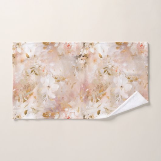 Blush, Gold, Mauve, Taupe Abstrakte Blume Badhandtuch Set (Handtuch)
