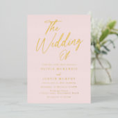 Blush & Gold Modern Wedding Golden Folieneinladung (Stehend vorne)
