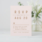 Blush Gold Moderne schicke einfache Typografie Hoc RSVP Karte (Stehend Vorderseite)