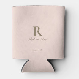 Blush Gold Monogram und Couple Names Wedding Dosenkühler