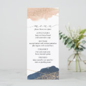 Blush, Gold & Navy Wedding Menu Menükarte (Stehend Vorderseite)