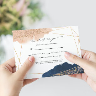 Blush, Gold & Navy Wedding RSVP