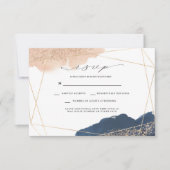 Blush, Gold & Navy Wedding RSVP Karte (Vorderseite)