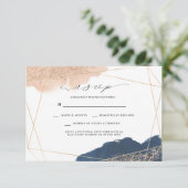 Blush, Gold & Navy Wedding RSVP Karte (Stehend Vorderseite)