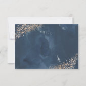 Blush, Gold & Navy Wedding RSVP Karte (Rückseite)