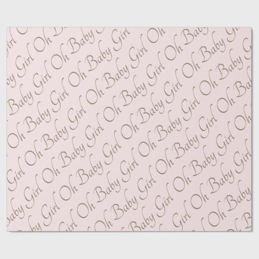 Blush & Gold Oh Baby Girl Geschenkpapier (Flach)