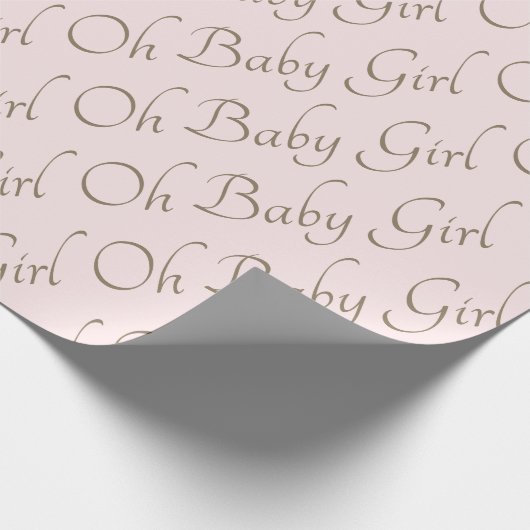 Blush & Gold Oh Baby Girl Geschenkpapier (Ecke)