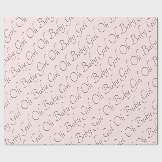 Blush & Gold Oh Baby Girl Geschenkpapier (Saum)