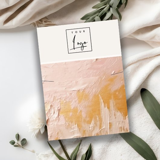 Blush Gold Oil Paint Texture Logo Necklace Display Visitenkarte