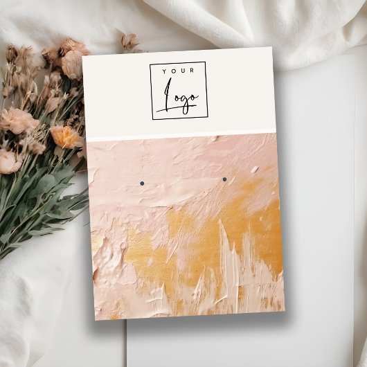Blush Gold Oil Paint Texture Logo Ohrring Visitenkarte