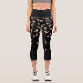 Blush Gold Overlay Confetti Black Capri Leggings (Vorderseite)