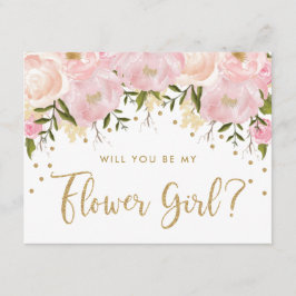 Blush Gold Pastel Bloral Be my Flower Girl Einladung