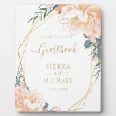 Blush Gold Peach Cream Floral Wedbook Fotoplatte (Vorderseite)
