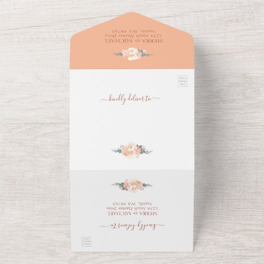 Blush Gold Peach Creme Terracotta All In One Einladung (Außenbereich)