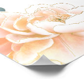 Blush Gold Peach Peony Floral Wedding Poster (Ecke)