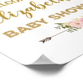 Blush Gold Peonies Chic Baby Dusche Willkommen Poster (Ecke)