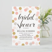 Blush & Gold Polka Dots Bridal Dusche Einladung (Stehend Vorderseite)