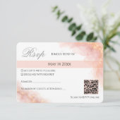 Blush Gold QR  Sparkle Romantic Wedding Elegance RSVP Karte (Stehend Vorderseite)