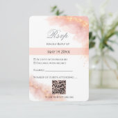 Blush Gold QR  Sparkle Romantic Wedding Elegance RSVP Karte (Stehend Vorderseite)