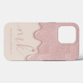 Blush Gold Rose Tan Glitzer Tropfen Monogramm und Case-Mate iPhone Hülle (Rückseite (Horizontal))