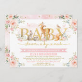 Blush Gold Rose Woodland Babydusche per Mail Einladung (Vorne/Hinten)