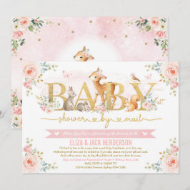 Blush Gold Rose Woodland Babydusche per Mail Einladung
