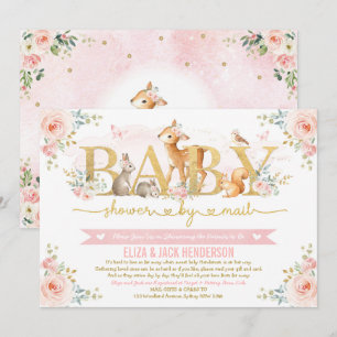 Blush Gold Rose Woodland Babydusche per Mail Einladung