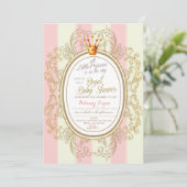 Blush Gold Royal Princess Baby Dusche Einladung (Stehend Vorderseite)