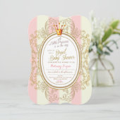 Blush Gold Royal Princess Babydusche Einladung (Stehend Vorderseite)