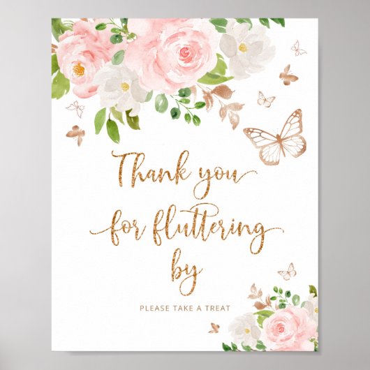 Blush Gold Schmetterling Vielen Dank für Ihr Mitge Poster (Vorne)