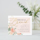 Blush & Gold Script Blumenbridal Brunch (Stehend Vorderseite)