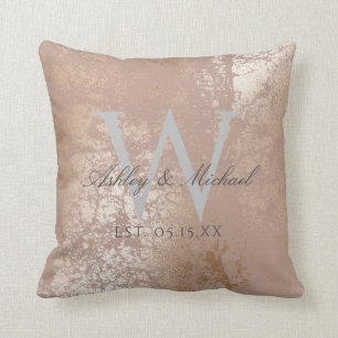 Blush & Gold Script Monogram Wedding Keepake Kissen