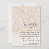 Blush Gold Scroll Damask Verlobtes Foto Save The Date (Vorderseite)