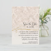 Blush Gold Scroll Damask Verlobtes Foto Save The Date (Stehend Vorderseite)