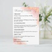 Blush Gold Sparkle Romantic Wedding Details Begleitkarte (Stehend Vorderseite)