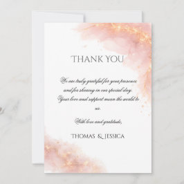 Blush Gold Sparkle Romantic Wedding Elegance Dankeskarte