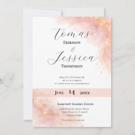 Blush Gold Sparkle Romantic Wedding Elegance Einladung