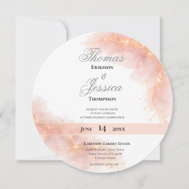Blush Gold Sparkle Romantic Wedding Elegance Einladung