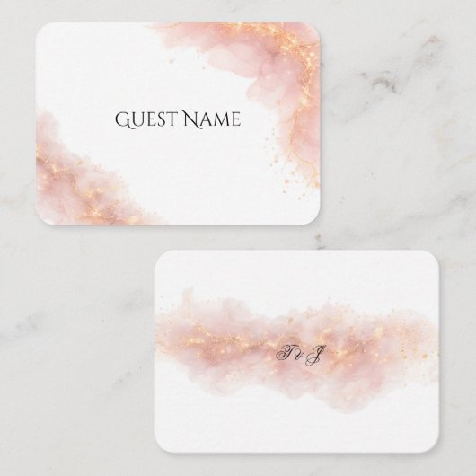 Blush Gold Sparkle Romantic Wedding Elegance Platzkarte (Vorne/Hinten)