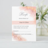 Blush Gold Sparkle Romantic Wedding Elegance RSVP Karte (Stehend Vorderseite)