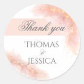 Blush Gold Sparkle Romantic Wedding Elegance Runder Aufkleber (Vorderseite)