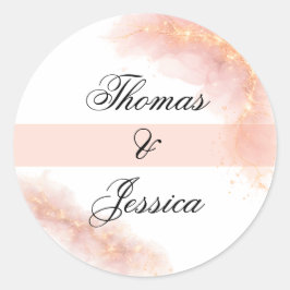 Blush Gold Sparkle Romantic Wedding Elegance Runder Aufkleber