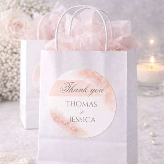 Blush Gold Sparkle Romantic Wedding Elegance Runder Aufkleber