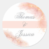 Blush Gold Sparkle Romantic Wedding Elegance Runder Aufkleber (Vorderseite)