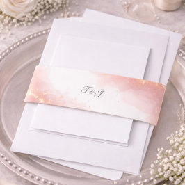 Blush Gold Sparkle Romantic Wedding Monogram Einladungsbanderole