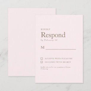 Blush & Gold Text Hochzeits-RSVP RSVP Karte