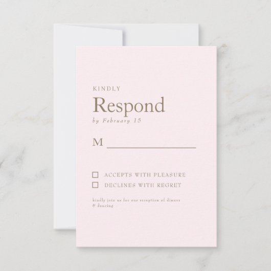 Blush & Gold Text Wedding RSVP (Vorderseite)