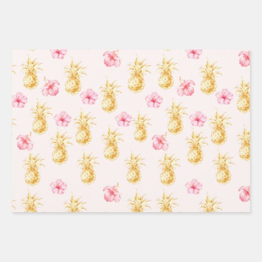 Blush Gold Tropical Pineapses Geschenkpapier Set (Vorderseite 3)